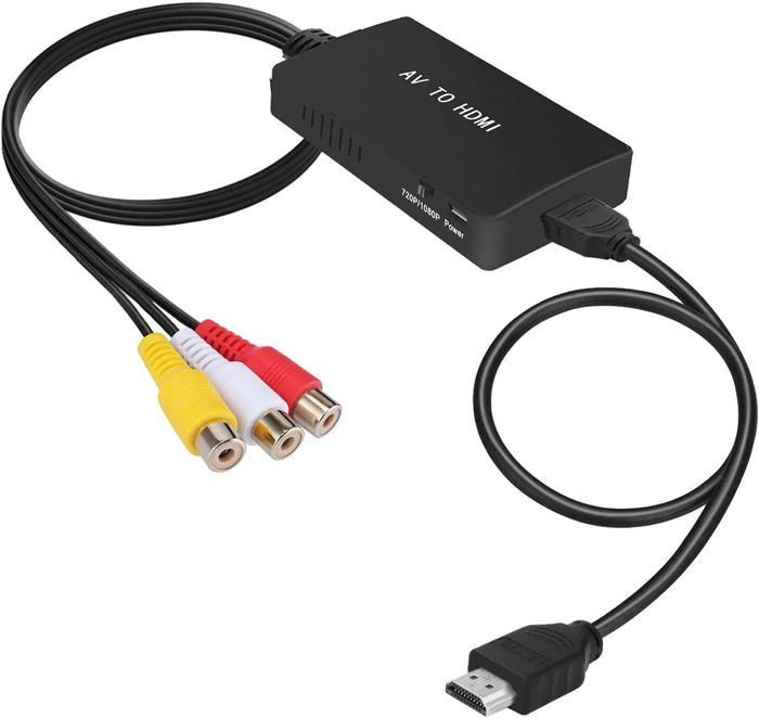 Convertisseur RCA vers HDMI avec Câbles HDMI, Adaptateur AV vers HDMI Full HD 720P/1080P Vidéo Audio Convertisseur