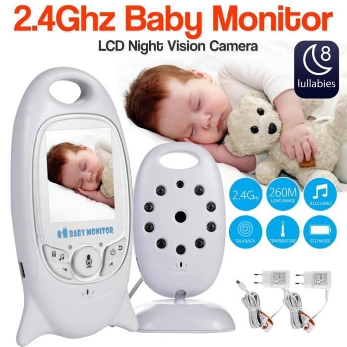 Monitor para bebés BeBe Baba - Monitor para bebés - 2 pulgadas - Visión nocturna - Control de temperatura