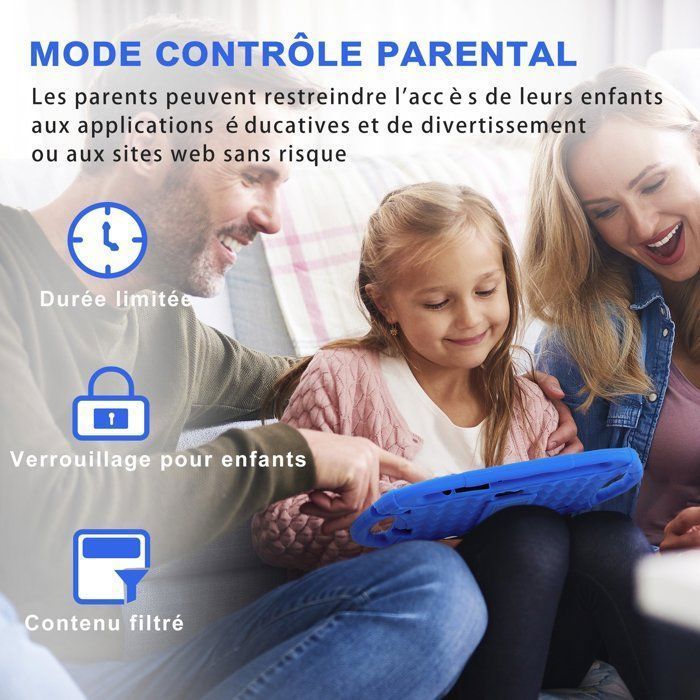 Veidoo Tablette pour Enfants 7 Pouces, Tablette Android PC, 2Go+32Go, 1024*600 Écran Tactile HD, WiFi Tablette Éducative -Bleu Foncé