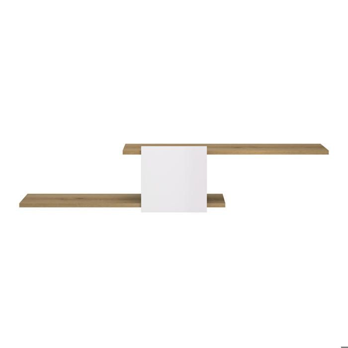 Glanzend witte wandplank met houtlook