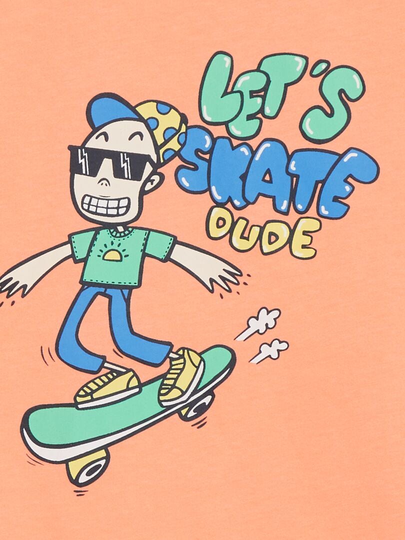 Camiseta de manga curta e gola redonda - LARANJA