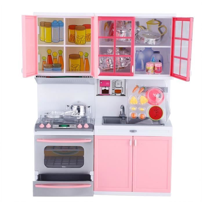 Jouet de cuisine pour enfant - OMABETA - Mini Set avec four, lave-vaisselle et ustensiles - Rose