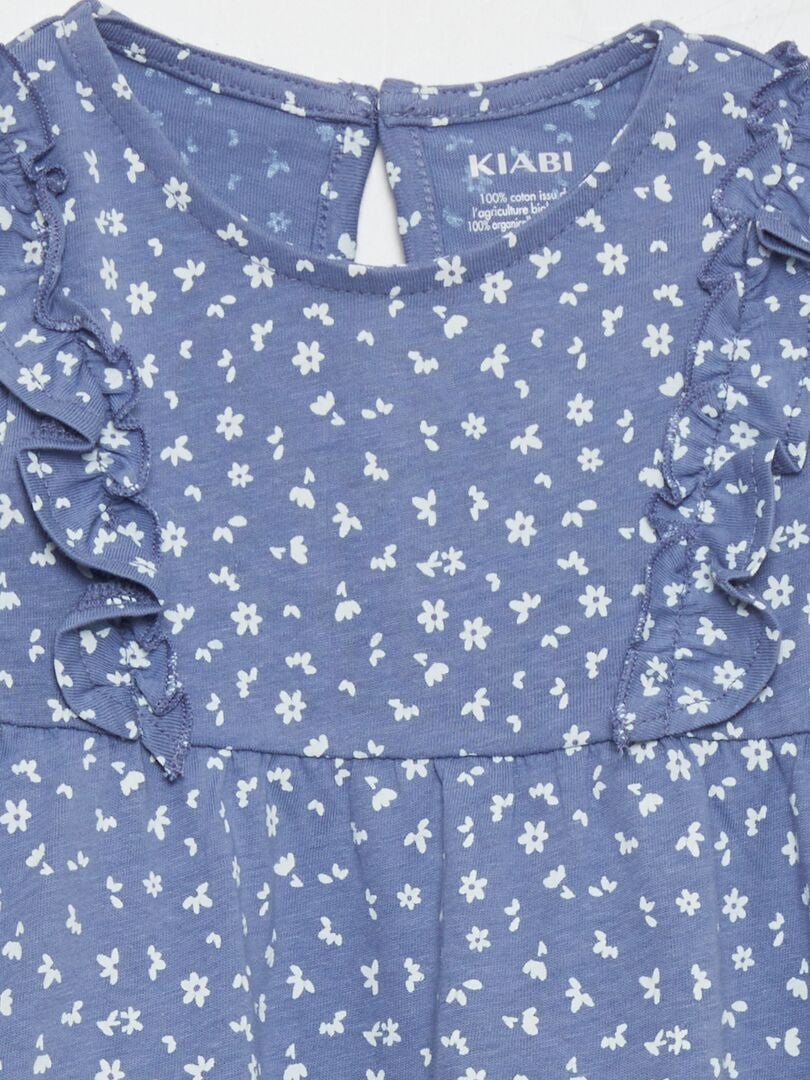 Vestido evasê de bolinhas - AZUL
