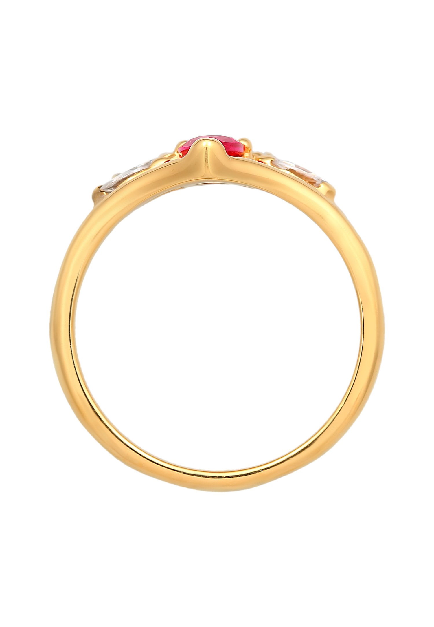 Elli Femmes Glamoureux ovale avec rubis synth. et zirconium en argent sterling 925 plaqué or