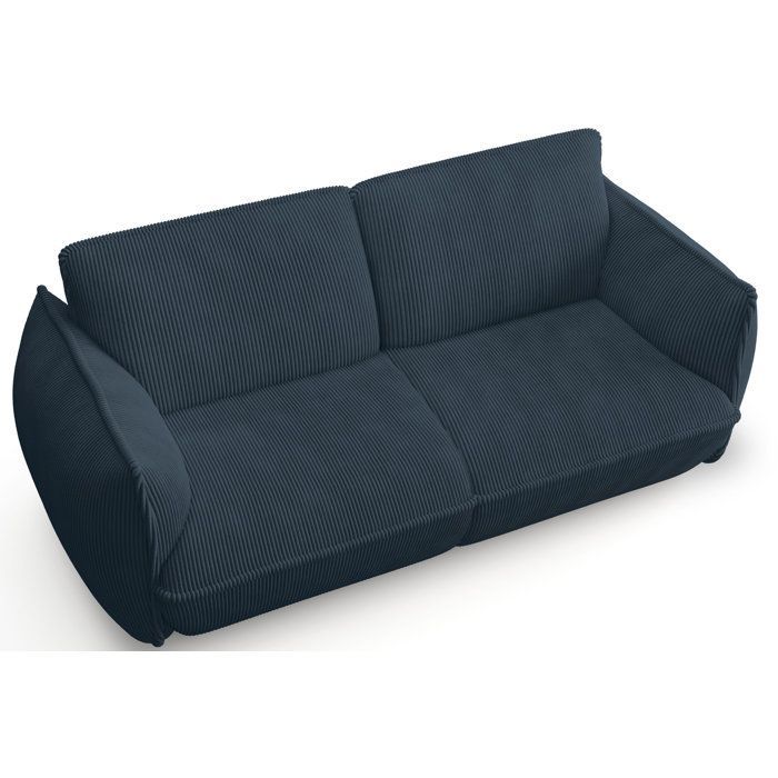 Sofá fixo de 3 lugares - SOFFIO - Tecido azul - 220 x 98 x 83 cm