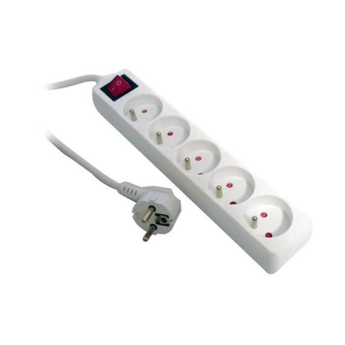 Bloque de 5 enchufes 2p+e 16a + interior blanco