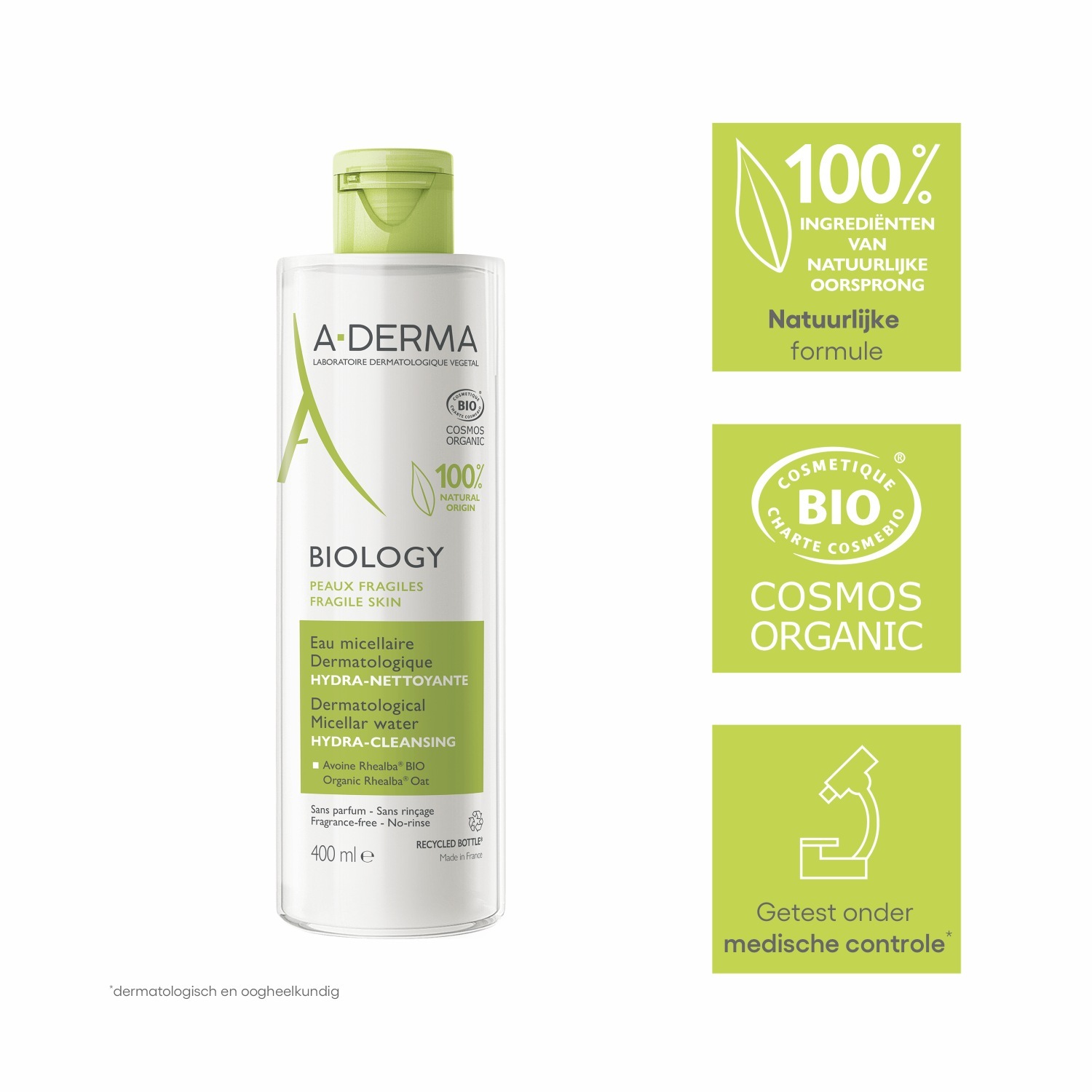 A-DERMA micelārais ūdens – dermatoloģiskais micelārais ūdens – 400 ml
