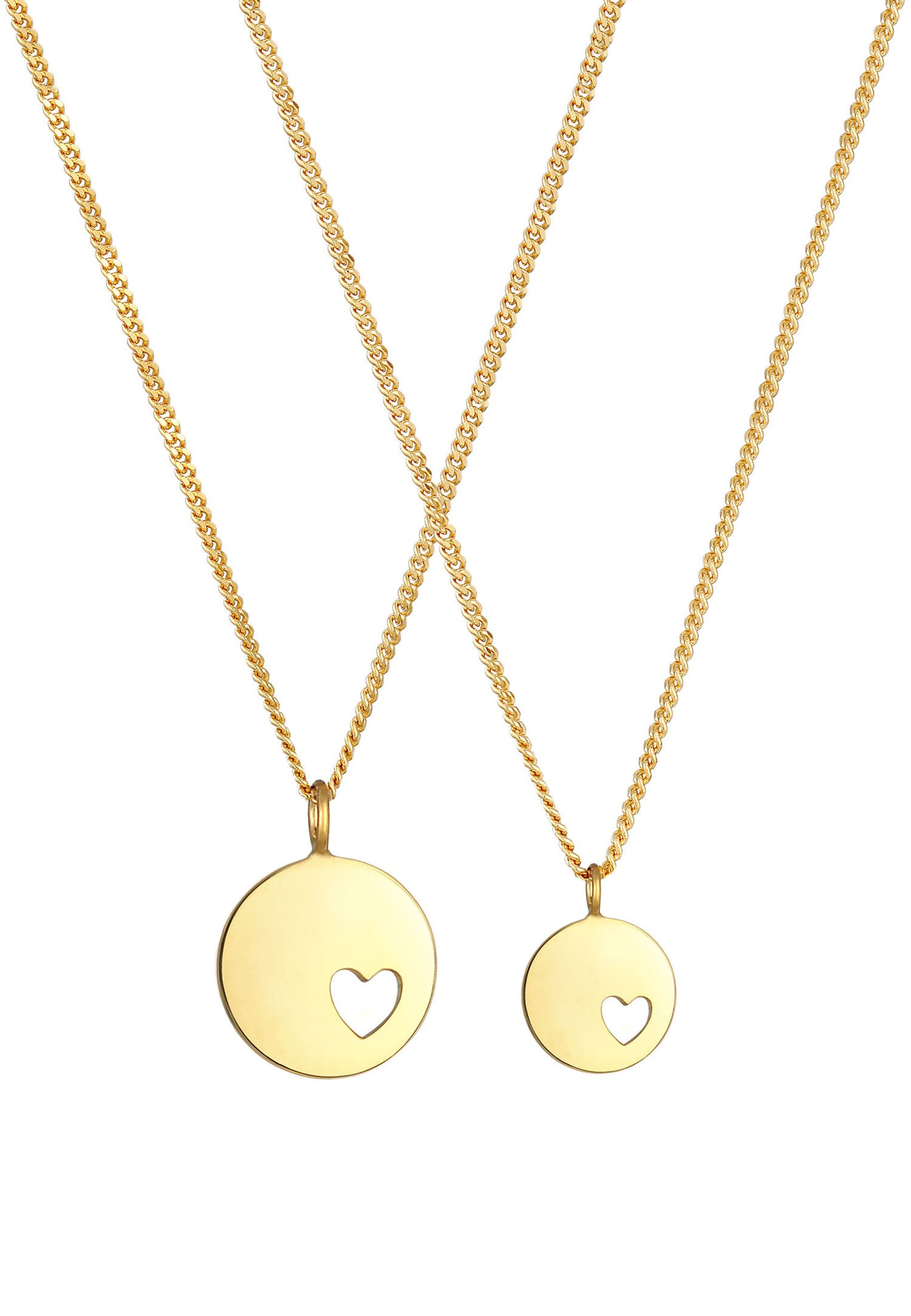 Elli Pendentif d'assiette pour dames Coeur découpé Mère Fille Amour en argent sterling 925