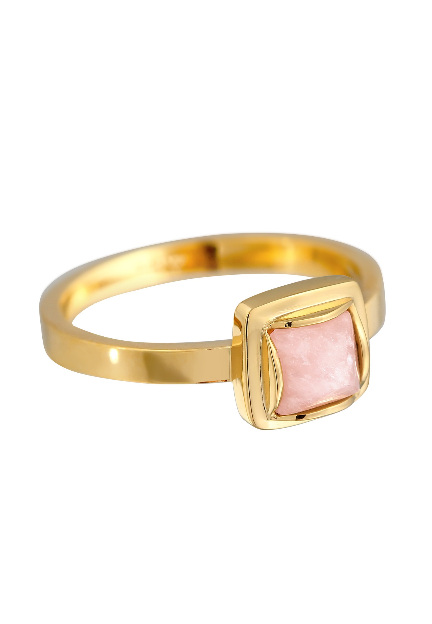 Elli PREMIUM Elli PREMIUM Bague Femmes Solitaire Pyramide avec Quartz rose en argent sterling 925 plaqué or