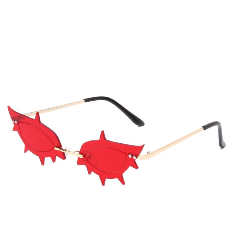 Óculos de Sol Femininos Estilo Olho de Gato Sem Aro, Marca de Luxo, Designer, Óculos de Sol Metal Mae