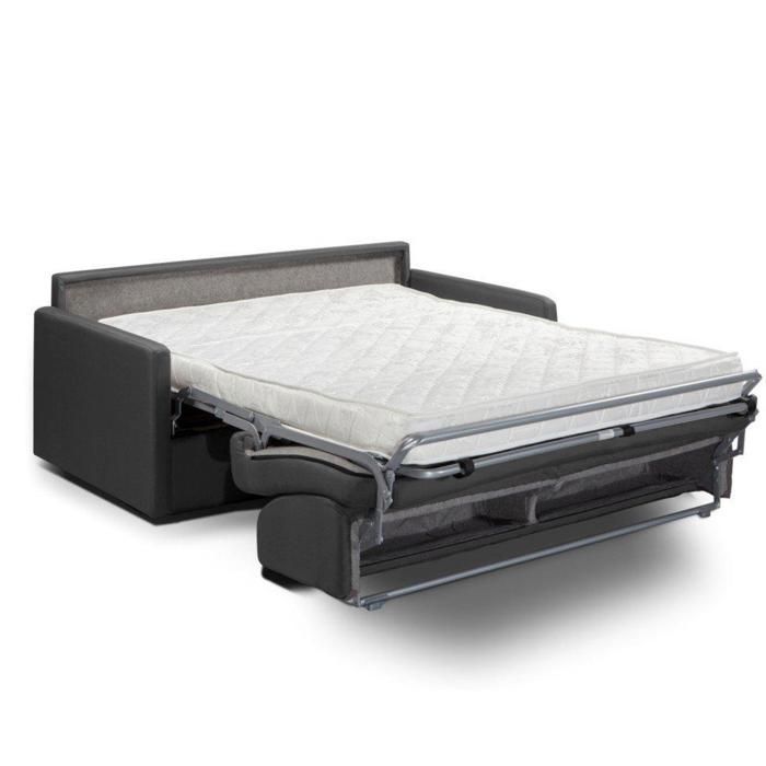 Canapé convertible PARADISO EXPRESS 140cm matelas 14cm gris anthracite
