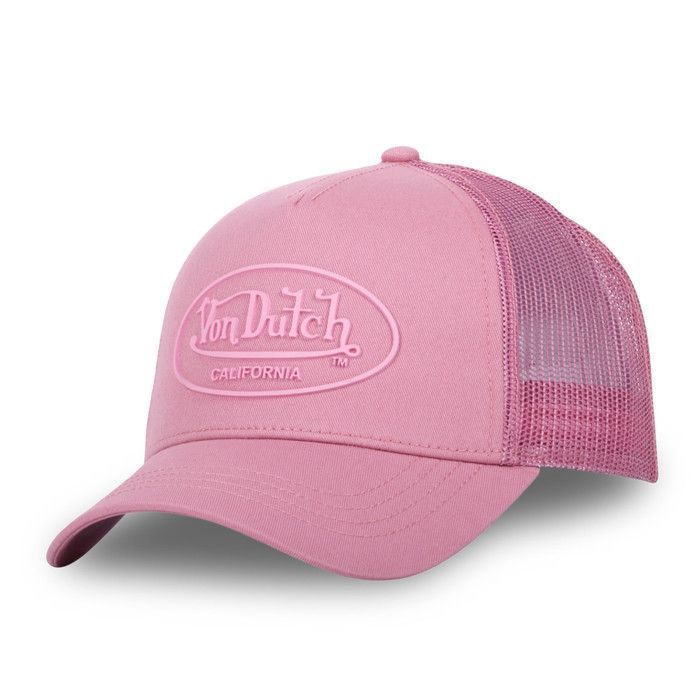 Cappellino da camionista Vondutch da ragazzo - Stile trucker - Rete rigida - Rosa - Visiera arrotondata - JUNIOR