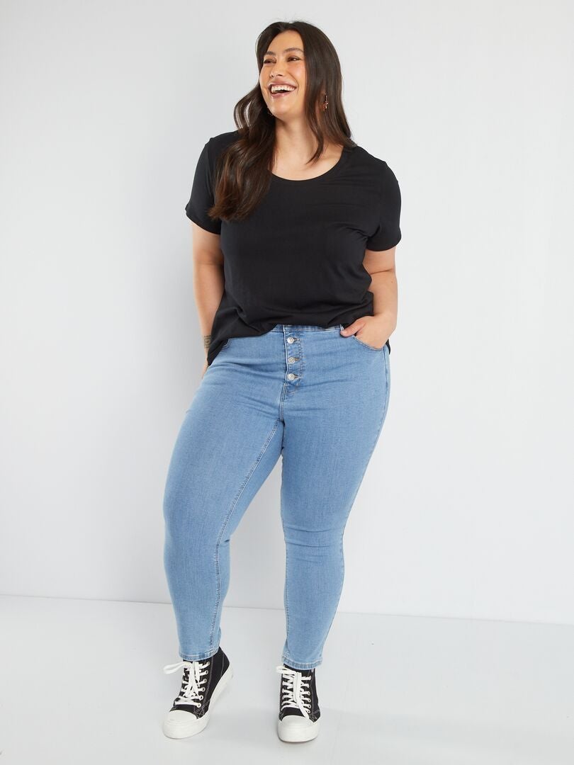 Pantalones vaqueros ajustados de talle alto - azules