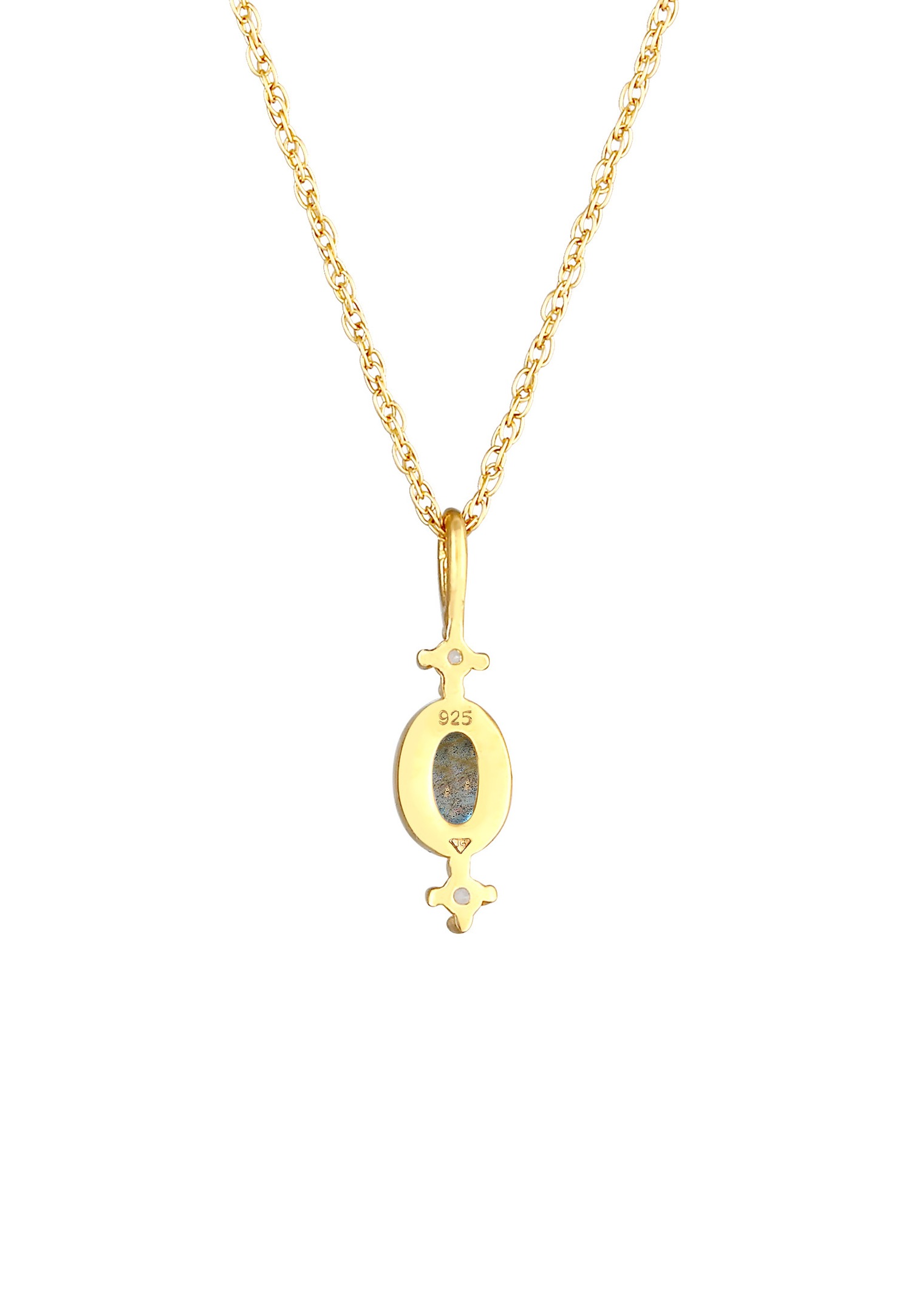 Elli PREMIUM Pendentif torsadé pour dames avec topaze de Labradorite en 925/1000 argent massif et plaqué or