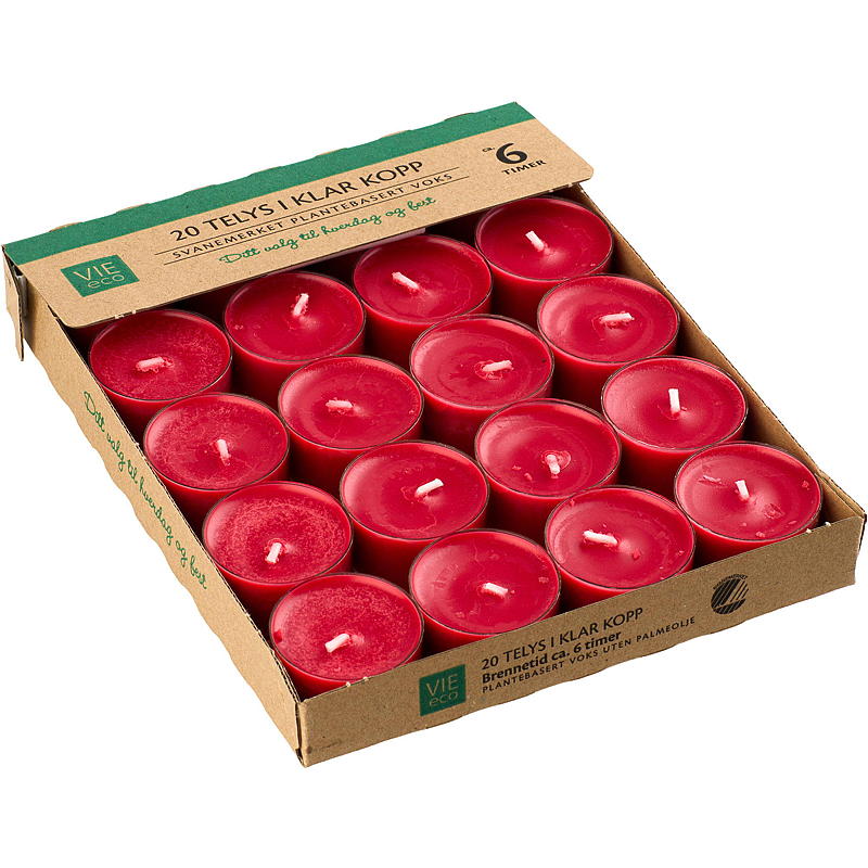 Vie Eco värmeljus 20-pack 6 timmar röd Vie Eco