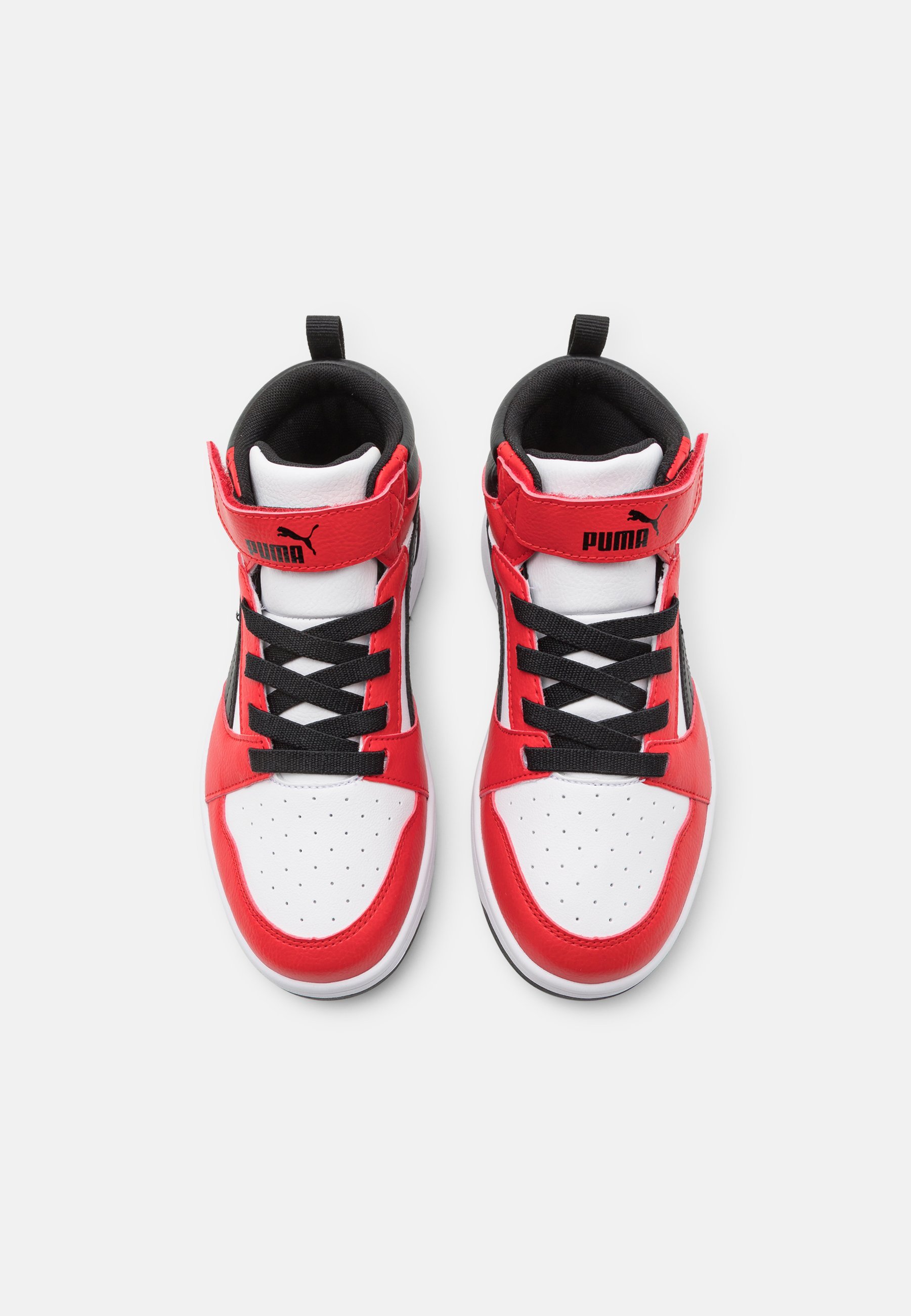 Puma REBOUND V6 MID UNISEX - Pantofi sport cu toc înalt - alb/negru/roșu deschis