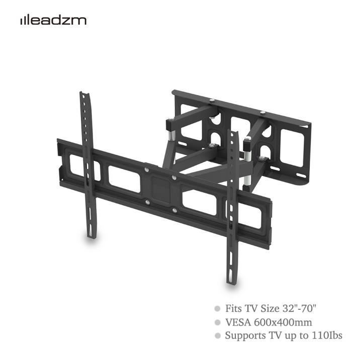 Supporto da parete 3D a doppio braccio inclinabile e girevole per TV, 600x400 mm, da 32