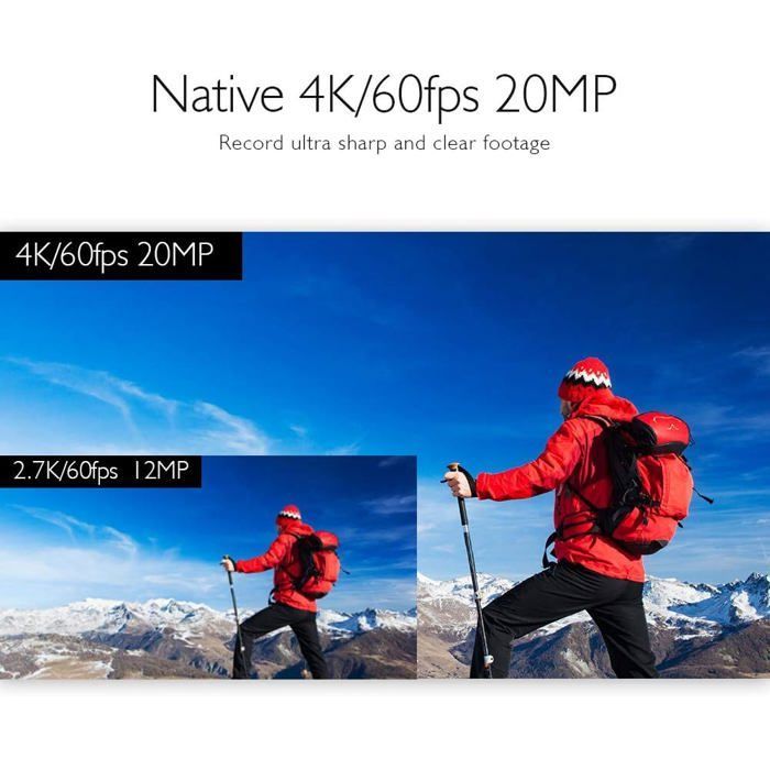 Câmera Esportiva AKASO V50 Elite 4K Nativo / 60fps à Prova d'Água Ultra HD EIS 4K Wi-Fi 20MP com Tela LCD Sensível ao Toque