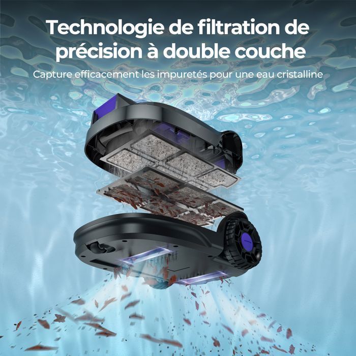 Robot Piscine Sans Fil-Redroad S2-Double Moteur, 180 Mins Autonomie, Forte Puissance d’Aspiration, Filtre Double Couche,Jusqu'à 3M