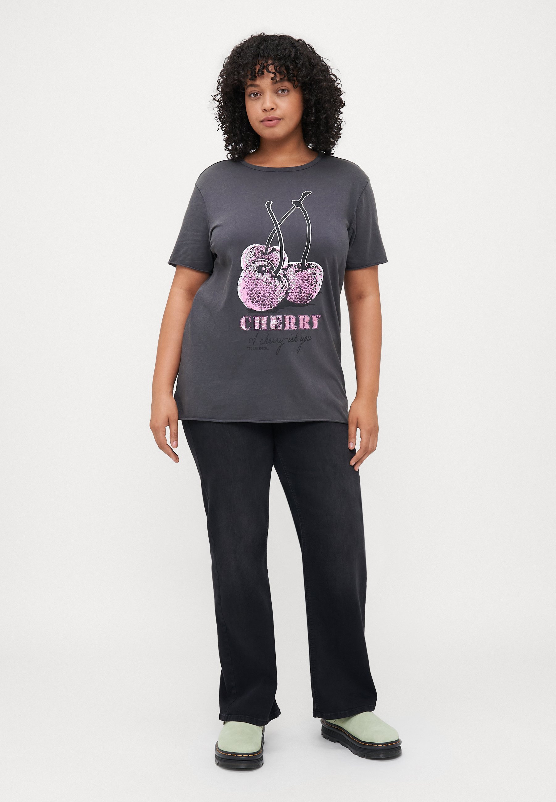 T-shirt imprimé Carmakoma CARMIKO LIFE WASHED - Noir perle