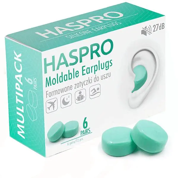 Haspro Moldable, Zatyczki do uszu formowane, Kolor miętowy