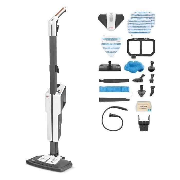 POLTI VAPORETTO SV660 STYLE - Balai vapeur 2-en-1 - Tout sol - 1500 W - 0,5 L - Câble 6 m - Gris / Blanc