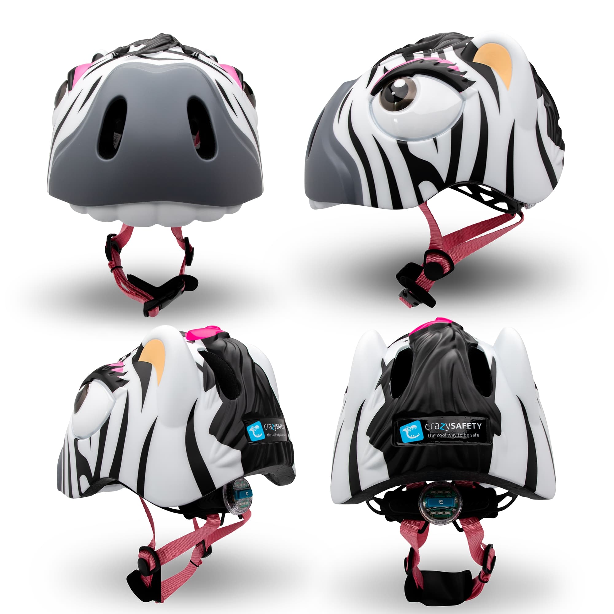  Kinderfahrradhelm | Weißes Zebra | Crazy Safety | EN1078-zertifiziert