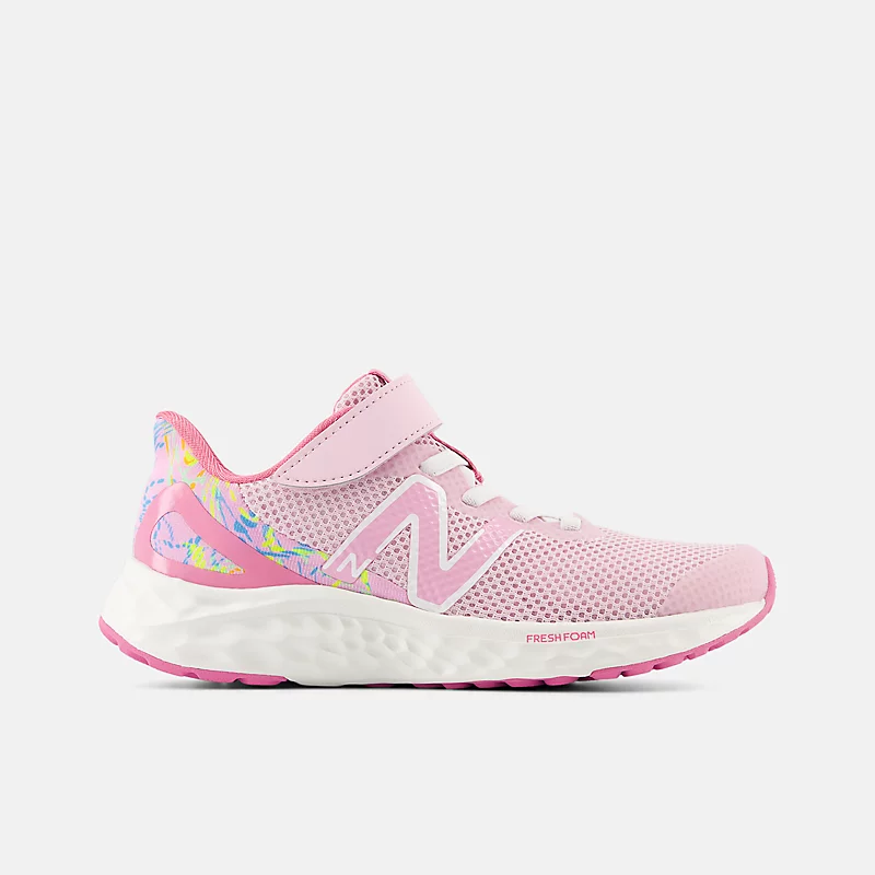 Enfant Fresh Foam Arishi v4 Bungee Lace mit oberem Riemen - Hellhimbeere mit echtem Rosa