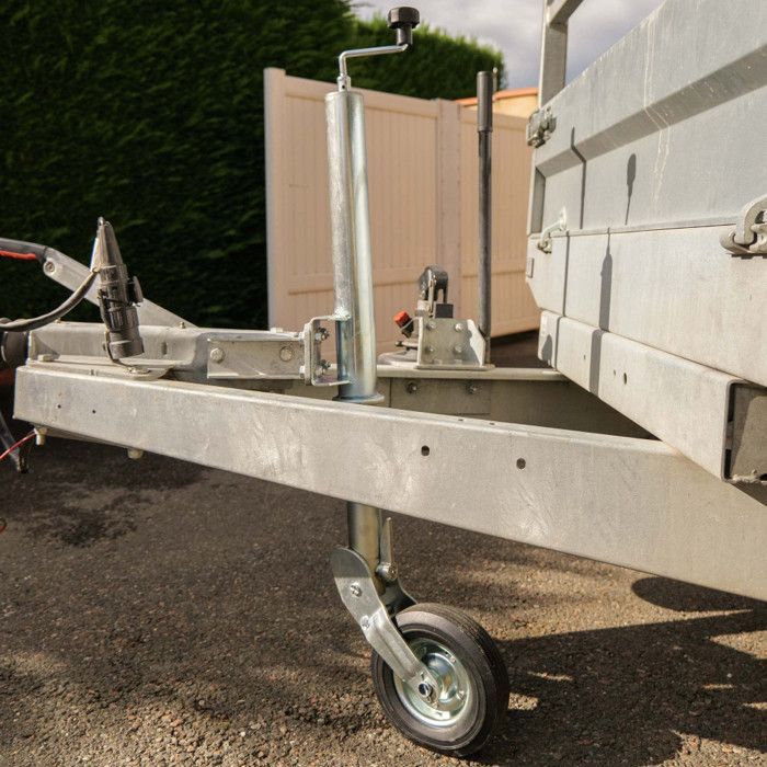 Roue Jockey - 500kg - Tube acier 60mm - Escamotable - Bride de fixation soudée multi-trous - Universelle tous types de remorques