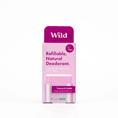 Wild täytettävä luonnollinen deodorantti kookos ja vanilja luonnollinen deodoranttirasia ja täyttöpakkaus kookos 40 g 40 g