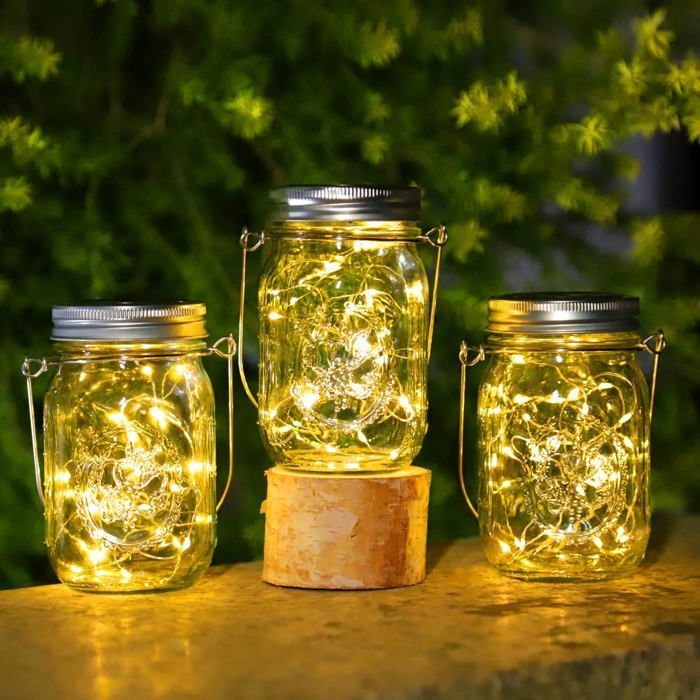 3 Pièces Lanternes Solaire Exterieur - 30LED Lampe Solaire Exterieur Jardin, IP65 Imperméable Lanterne Exterieur(Blanc chaud)