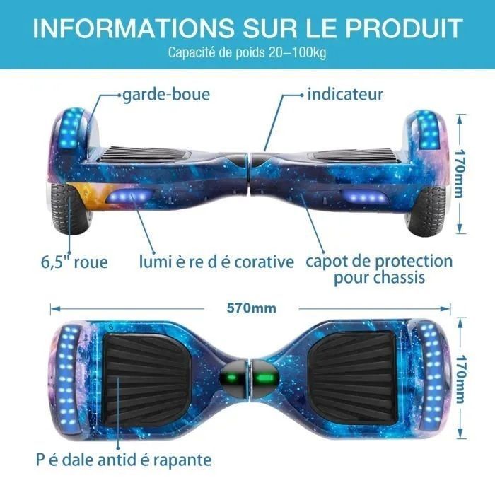 6.5-inch Galaxy Hoverboard, Bluetooth Function, Remote Control and Handbag