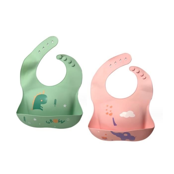 Bavoirs Turban de bébé, 2 PCS Bavoirs en Silicone de Bébé,avec Bac de Récupération,Tour de cou Réglable,sans BPA,Faciles à Nettoyer