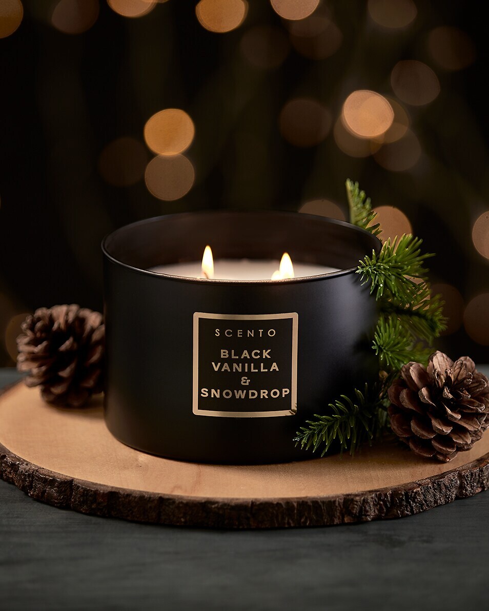 Vela tamanho XL SCENTO BLACK VANILLA & SNOWDROP