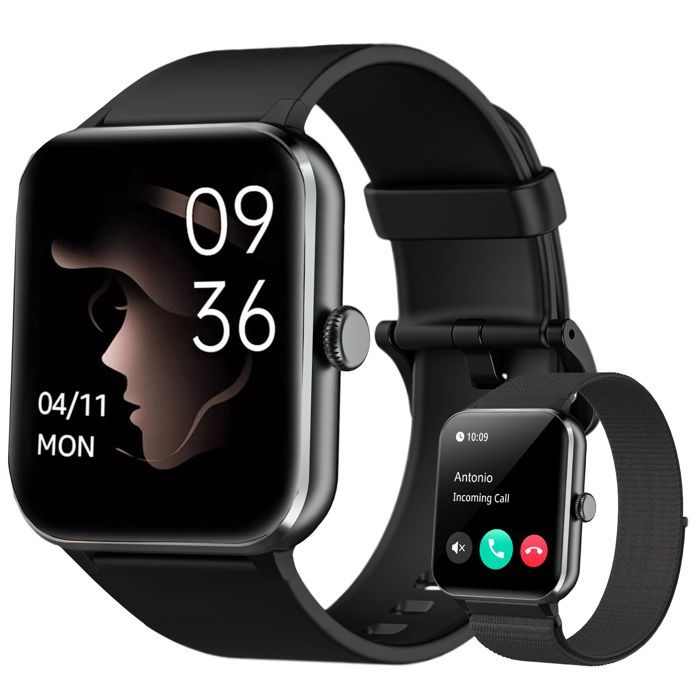 Smartwatch Blackview per uomo e donna con chiamate Bluetooth, assistente vocale, monitoraggio del sonno, contapassi, compatibile con Android e iOS, nero