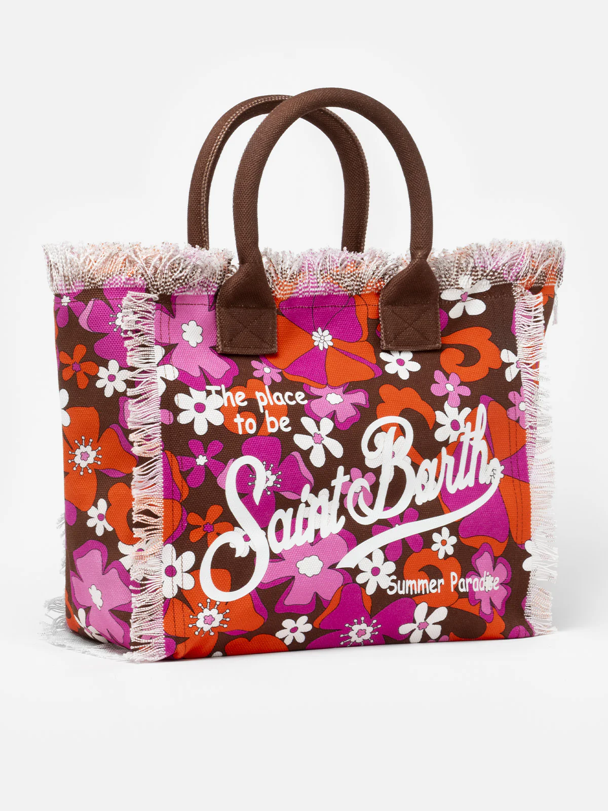 Tragetasche aus Baumwoll-Canvas mit Retro-Blumenmuster