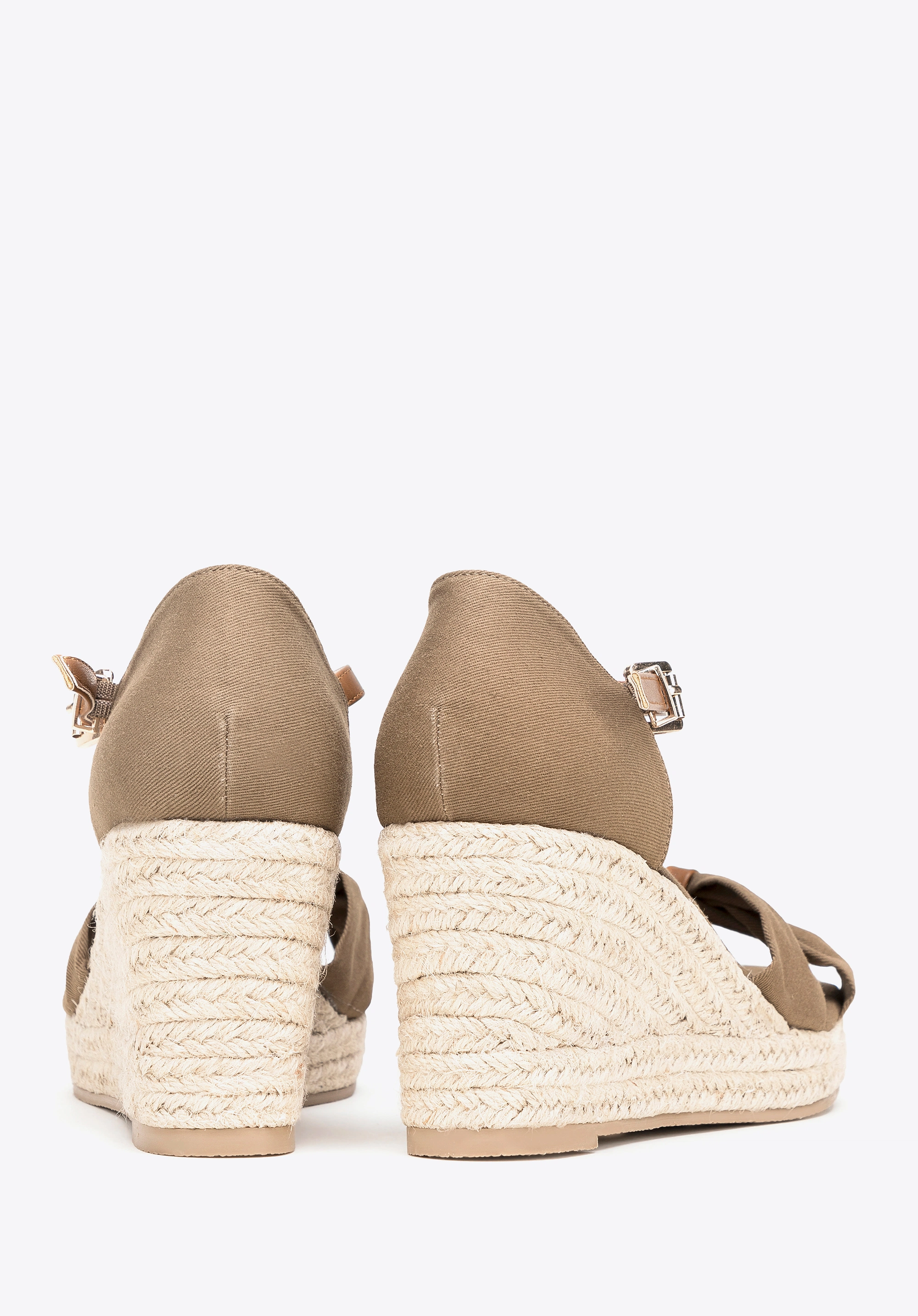 Damskie espadryle z kokardą z przodu khaki
