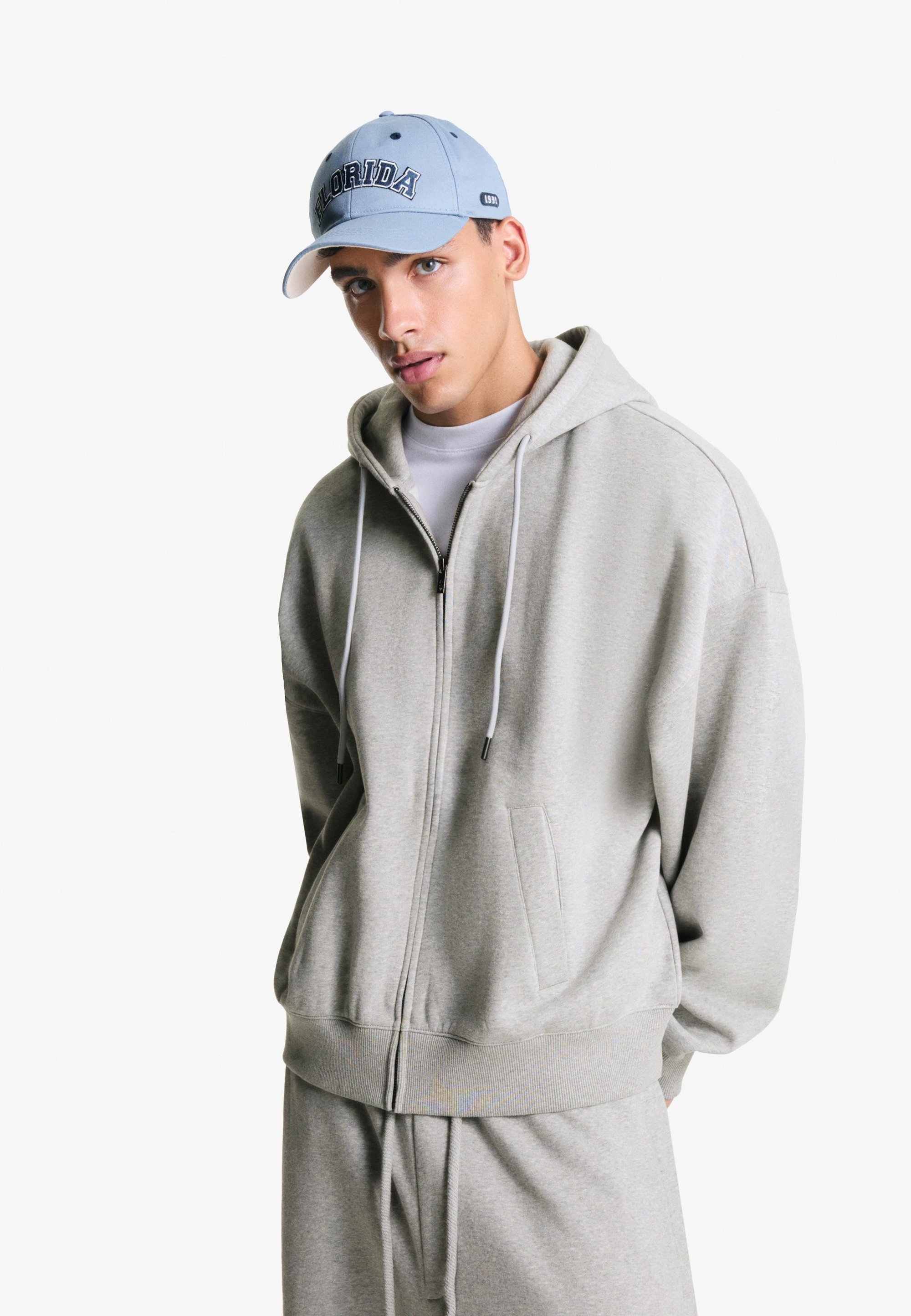 Felpa con cappuccio Bershka - Felpa con zip - grigia