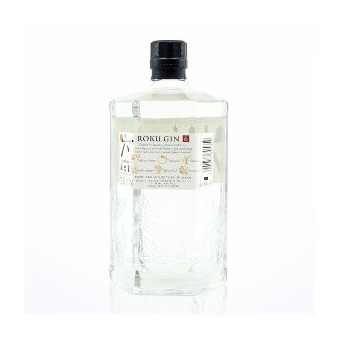 Ginebra Roku, ginebra artesanal japonesa, 43% vol., 0,7 l, en caja de regalo con vaso.