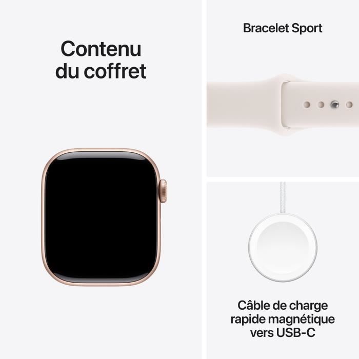 Apple Watch Series 11 GPS - 42mm - Roséguldfärgad aluminiumboett - Ljusblush sportarmband - S/M