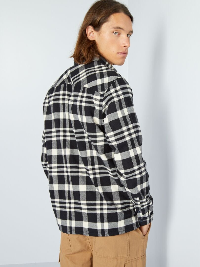 Camisa de flanela xadrez - Preta