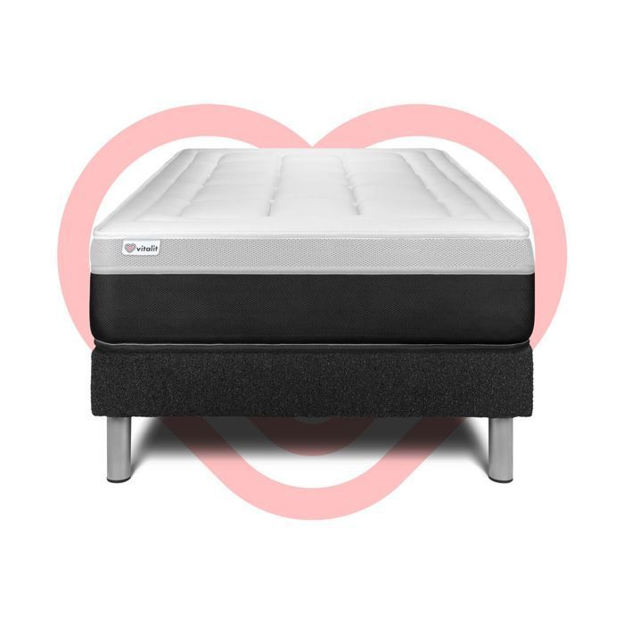 90x200 cm Mattress and Bed Base Set - Vital Form Black