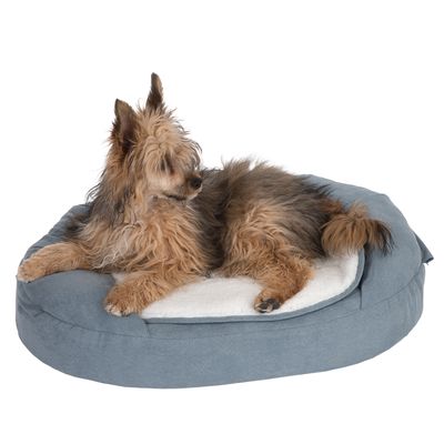 Ovales Hundebett aus Memory-Schaum – Grau