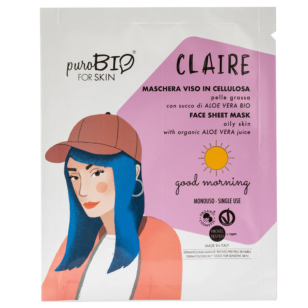 Viso CLAIRE Maschera Viso In Tessuto - Pelle Grassa -GOOD MORNING - Maschera Purificante viso