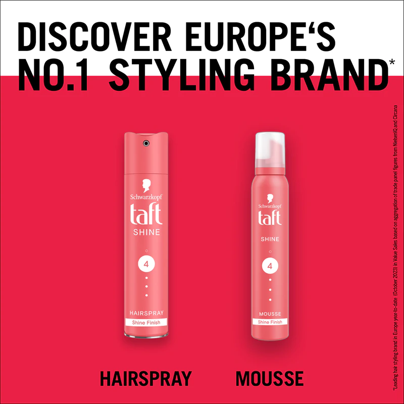 Mousse capilar Schwarzkopf Taft Shine para volume e brilho.