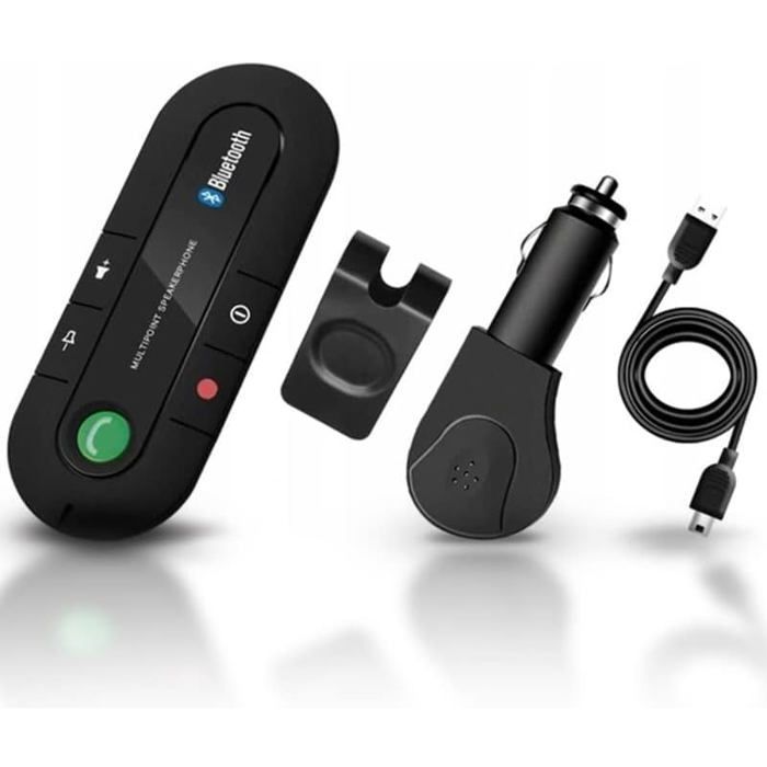 Kit Mains Libres - 1001 PILES BATTERIES - Bluetooth 5.0 - Autonomie 20h - Micro Intégré - Clip Support