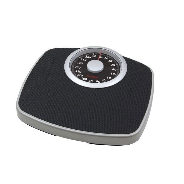 Mekanisk badrumsvåg - Terraillon - NEO T, Halkfri metallplattform, Robust, 180 g, 1 kg steg, Svart och silver