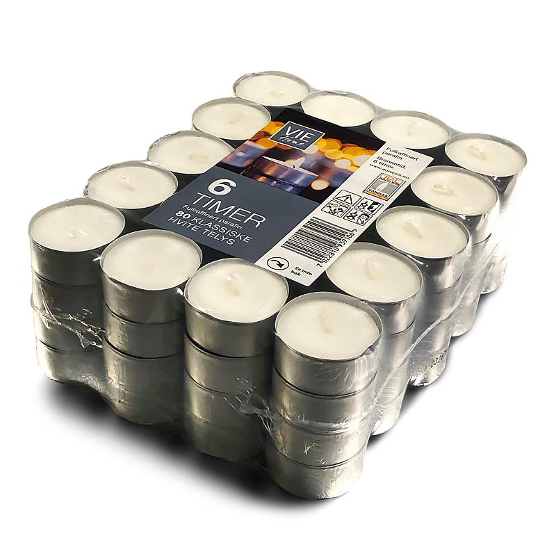 Vie Home fyrfadslys 80-pak 6 timer paraffin aluminiumskop