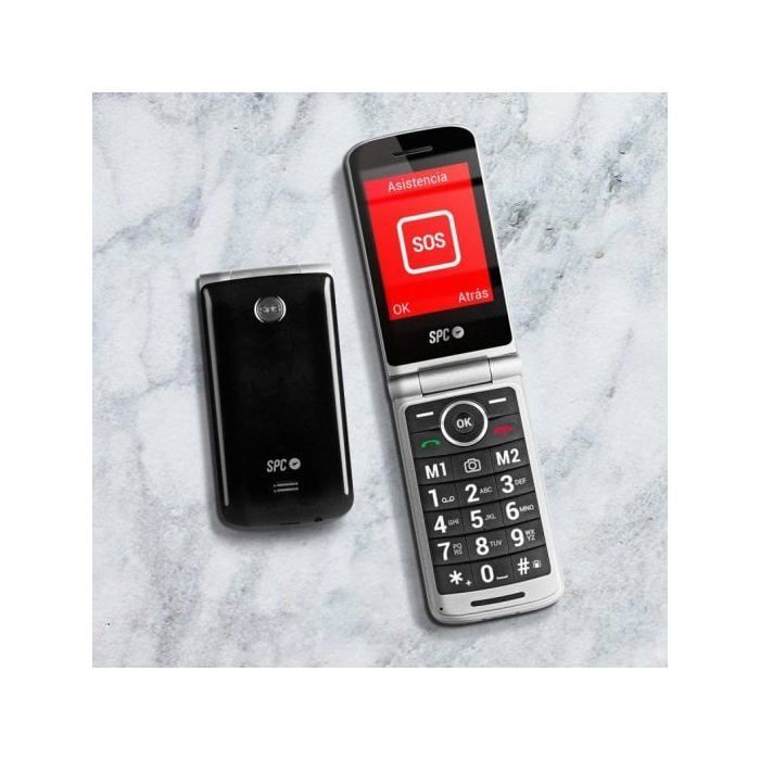 Téléphone portable à clapet - SPC - Prince 4G - 4G - Bouton SOS - Grandes touches - Noir