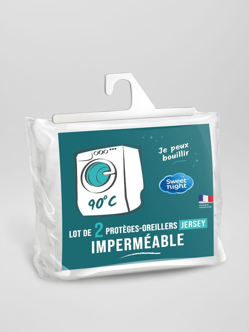 Set de 2 fețe de pernă impermeabile - ALB